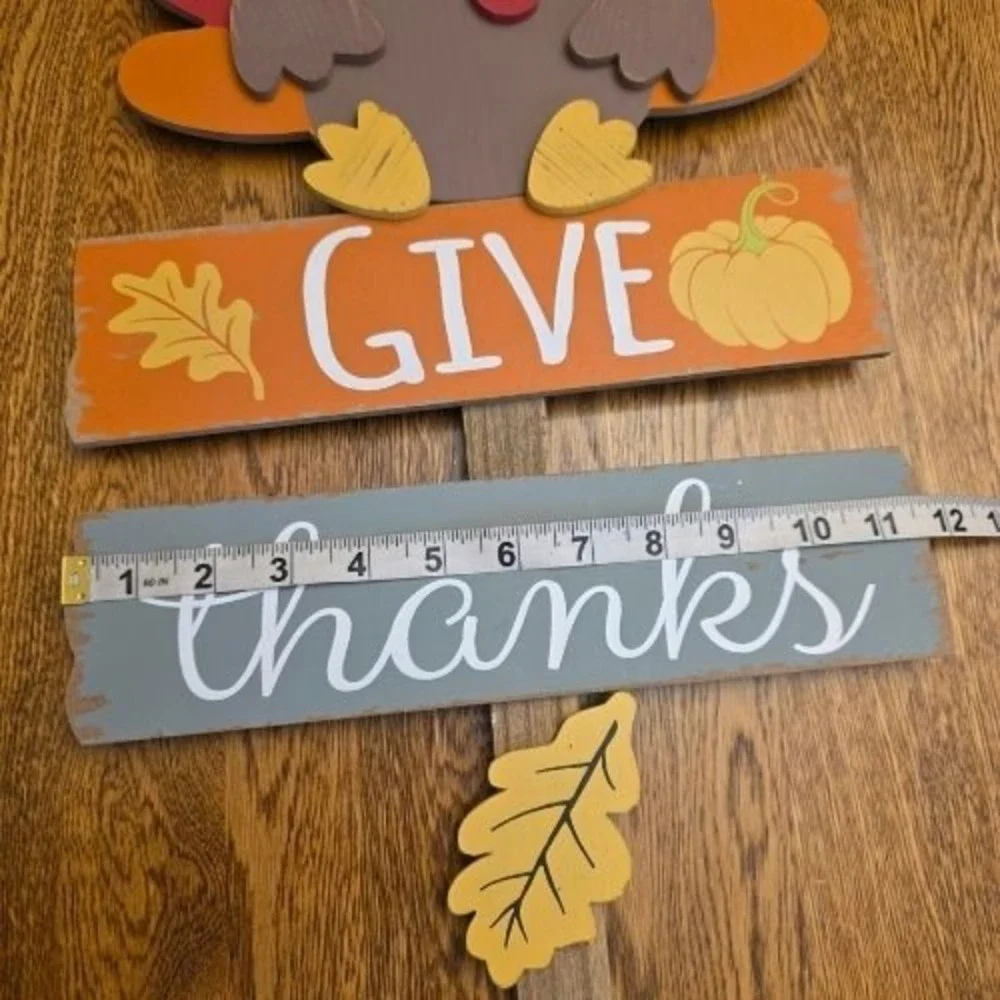 Rustic Wood Turkey Give Thanks Outdoor Decor Thanksgiving Fall Harvest Yard Sign